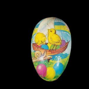 Vintage West Germany Paper Mache Easter Egg Candy Container Chicks Boat Snail